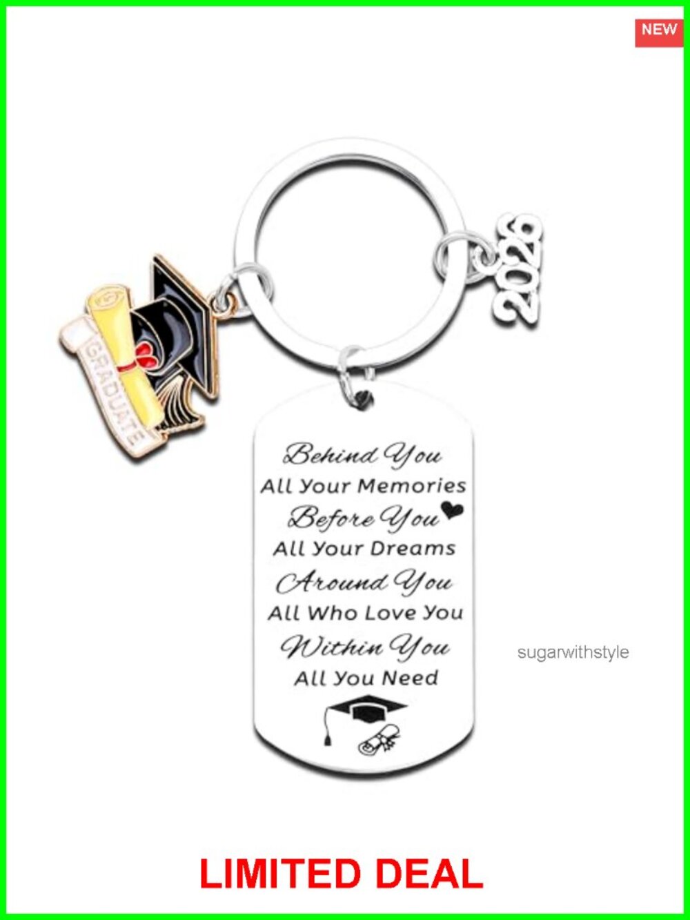 2026 Graduation Keychain Gift Stainless Steel Inspirational Keychain